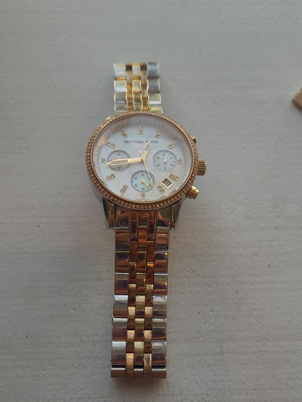 Michael Kors Gold and Silver Link Bracelet Crystal Dial Women's Watch